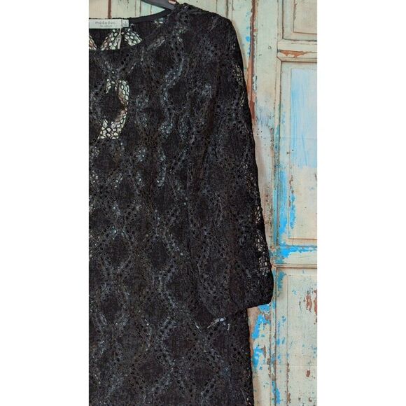 Mododoc Womens Size Medium Black Polyester Velvet Diamond Pullover Sweater - Picture 5 of 7